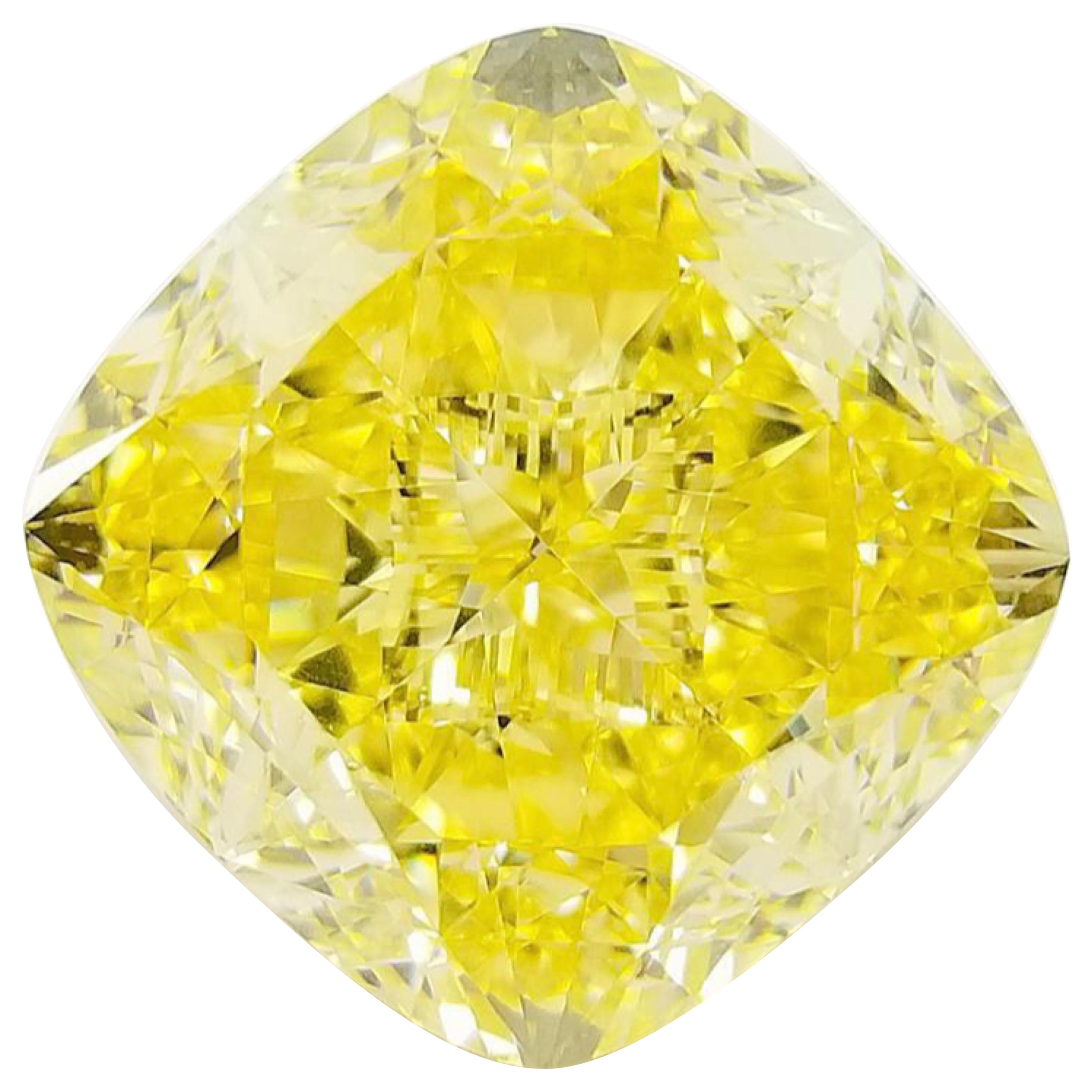 Emilio Jewelry GIA Certified Natural 27.00 Carat Fancy Intense Yellow Diamond For Sale