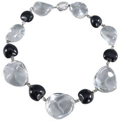 Baccarat Paris Crystal and Lumbang Nut Sterling Bead Necklace