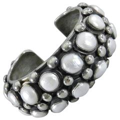 Eileen Coyne Bracelet manchette en argent sterling et perles