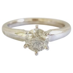 Bague solitaire en or blanc 14 carats avec diamants ronds naturels de 0,86 carat