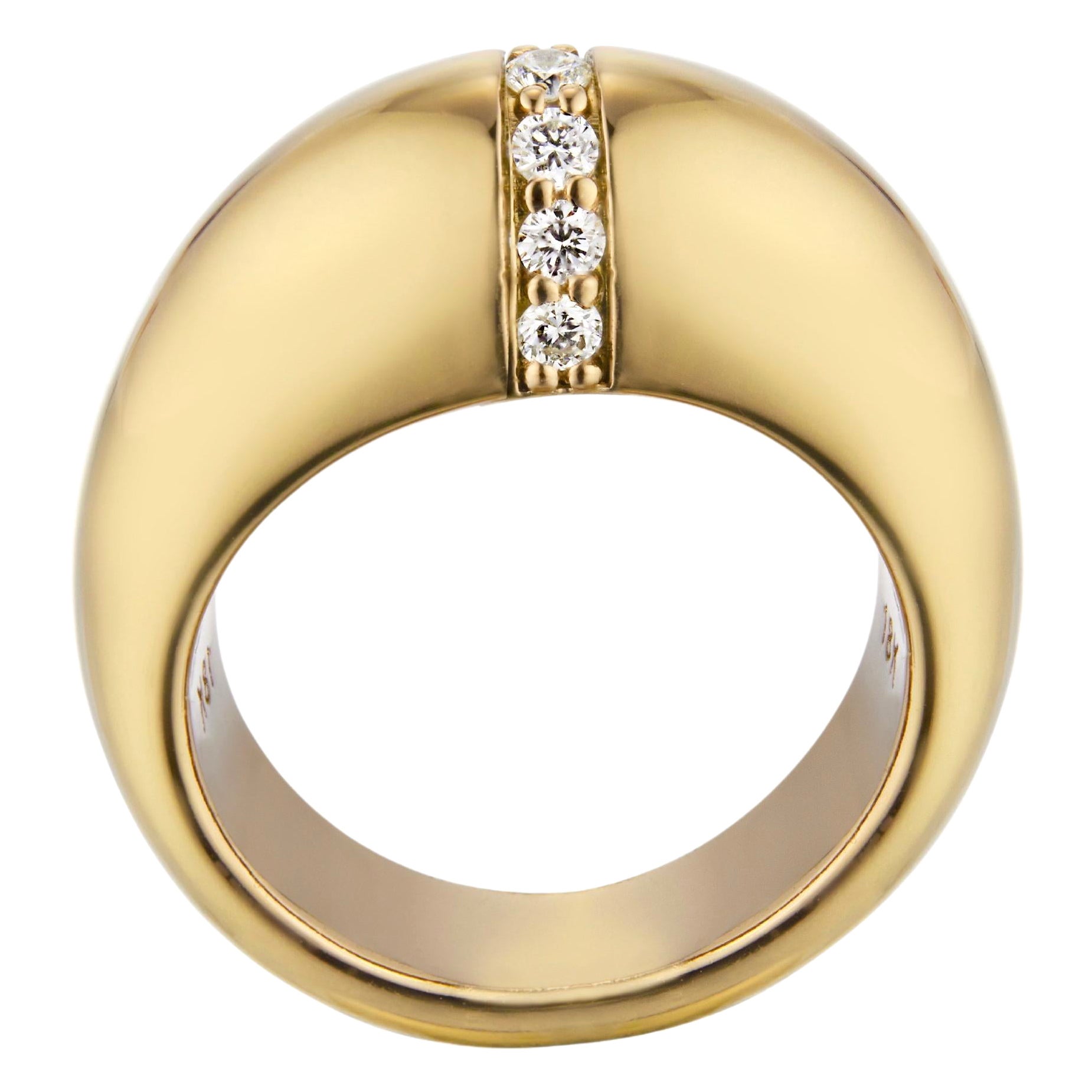 22 Karat Gold Vermeil Egg Dome Ring with Row of Diamonds by Chee Lee New York