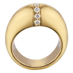 22 Karat Gold Vermeil Egg Dome Ring with Row of Diamonds by Chee Lee New York