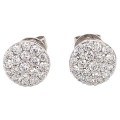 Diamond Pavee Earrings on 18 Karat White Gold