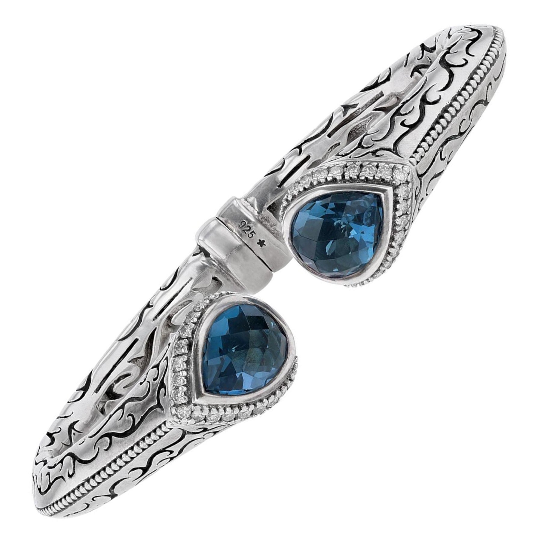 SCOTT KAY Ladies Sterling Silver London Blue Topaz Cuff Bracelet For Sale