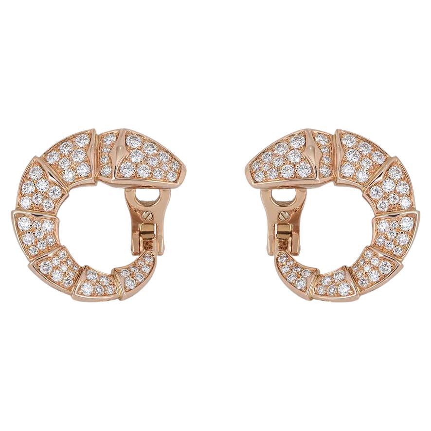 Bulgari Rose Gold Diamond Serpenti Earrings 2.06 Carat For Sale