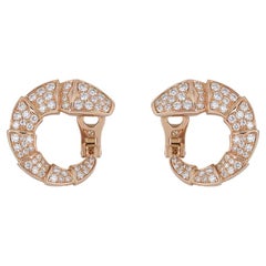 Bulgari Rose Gold Diamond Serpenti Earrings 2.06 Carat