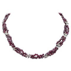 Retro Garnets, Diamonds, Torchon Retrò Necklace