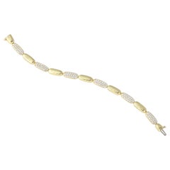 Diamond Hammered Gold Oval Bead Bracelet