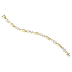 Bracelet de perles ovales en or martelé et diamants