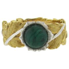 Buccellati Gold Malachite Leaf Motif Band Ring