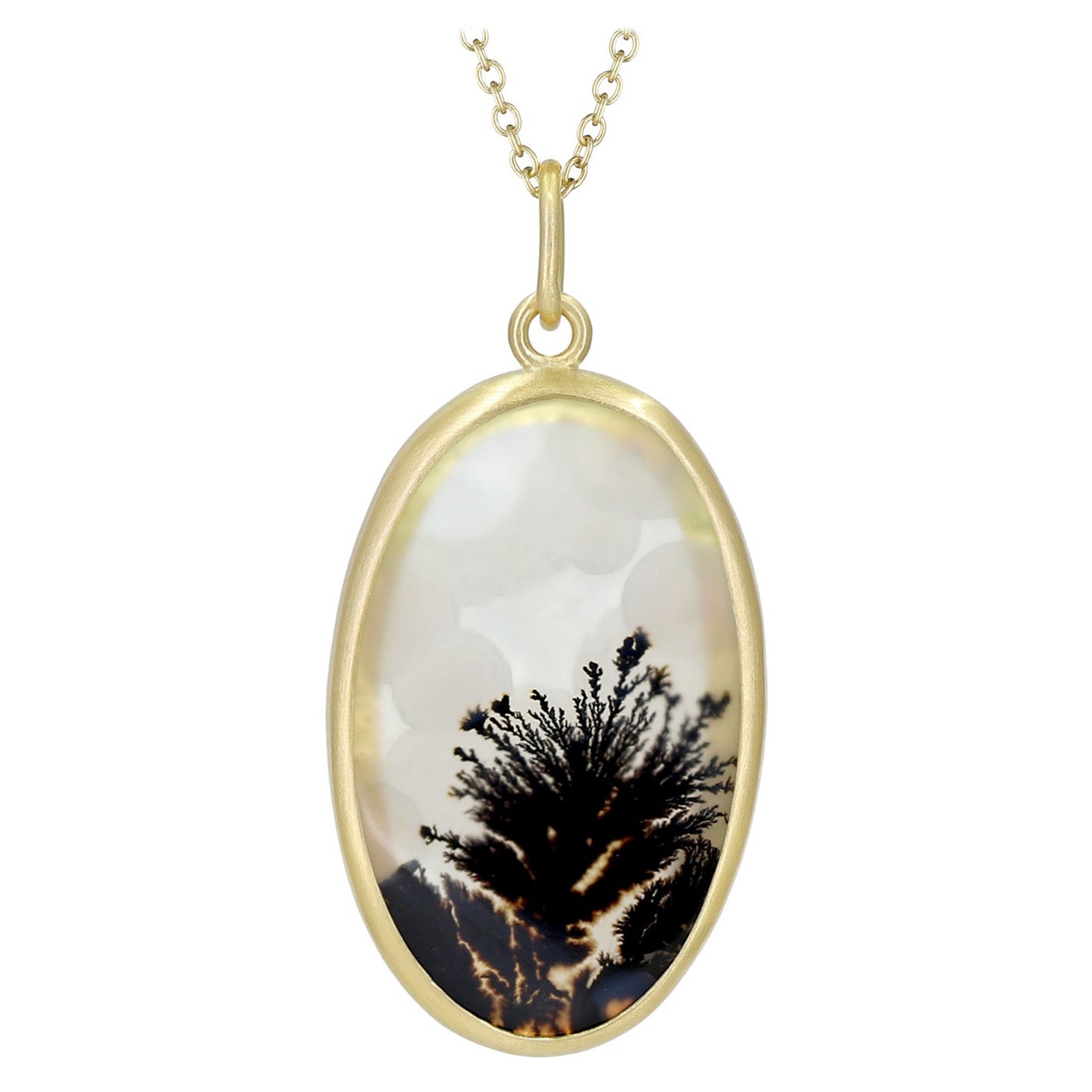 Translucent Dendrite Agate Oval One of a Kind Pendant Necklace, Monica Marcella