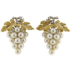 Buccellati Perlen Gold Weinrebe Ohrringe
