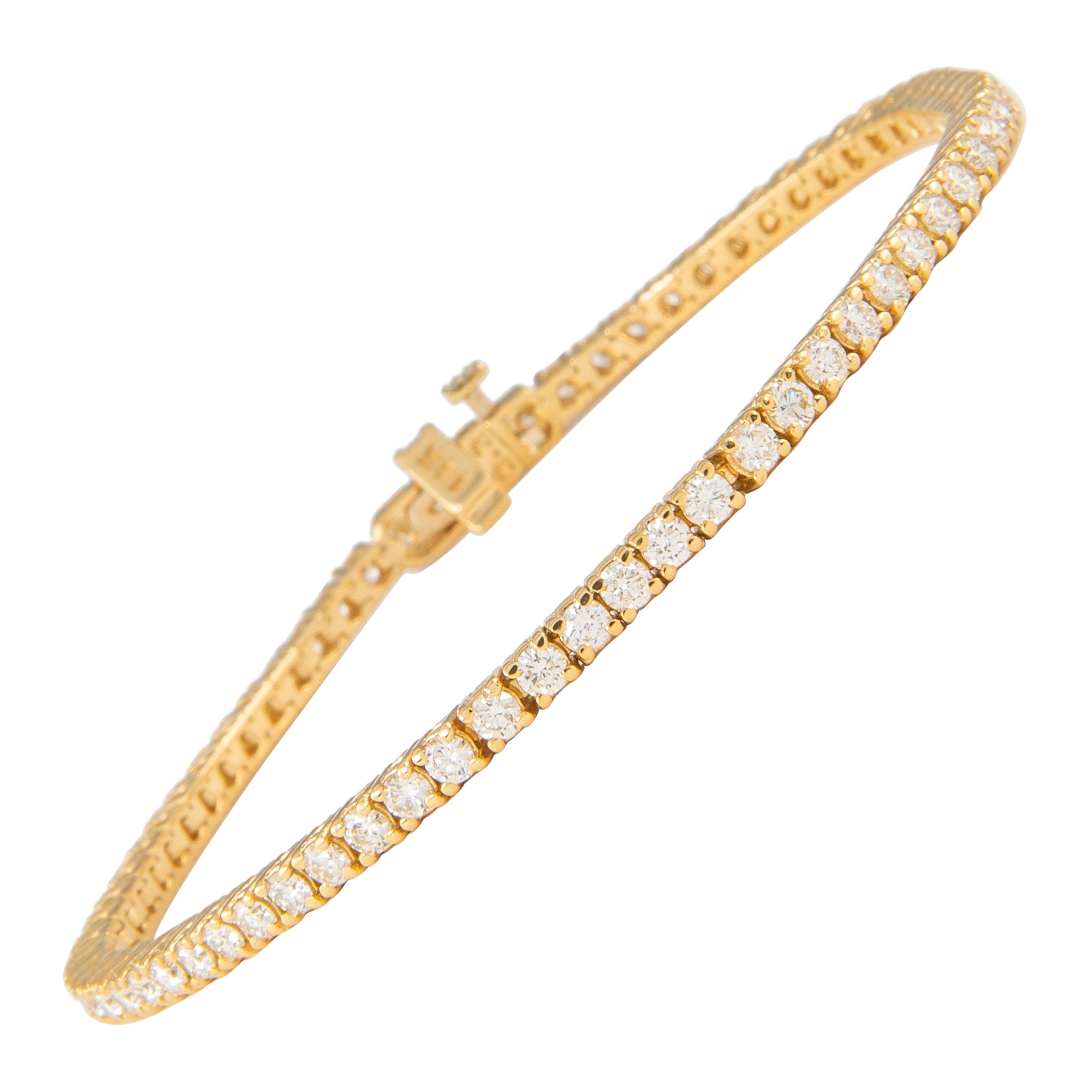 Alexander Bracelet tennis en or jaune 18 carats avec diamants de 3,10 carats en vente
