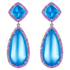 Eostre Topaz and Sapphire 18K White Gold Earring
