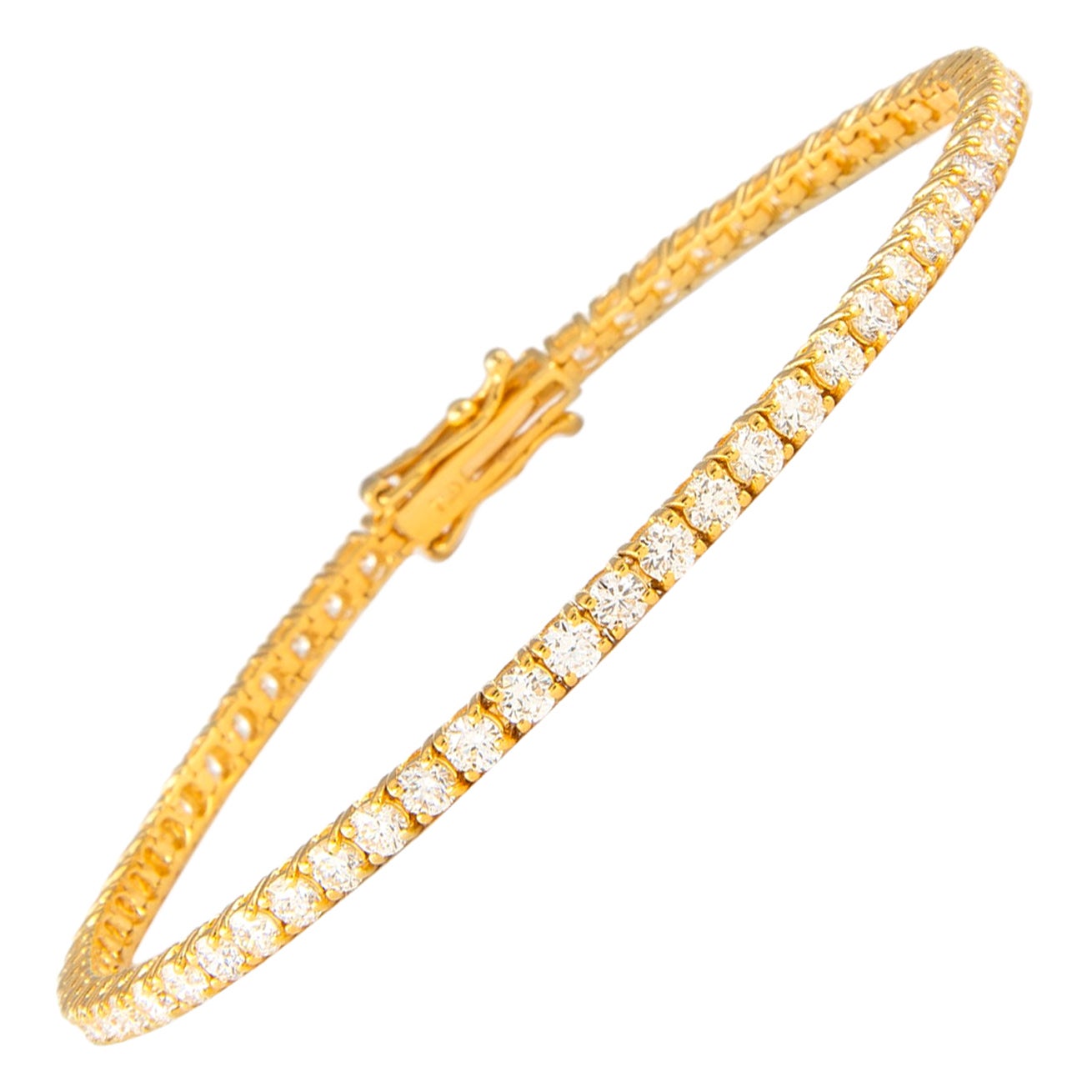 Alexander 3.73 Carats Diamond Tennis Bracelet 18 Karat Yellow Gold For Sale