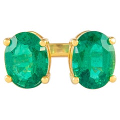 Alexander 4.60 Carat Toi Et Moi Emerald Ring 18k Yellow Gold
