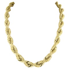 14k Yellow Gold Large Solid Rope Link Chain Necklace 198G