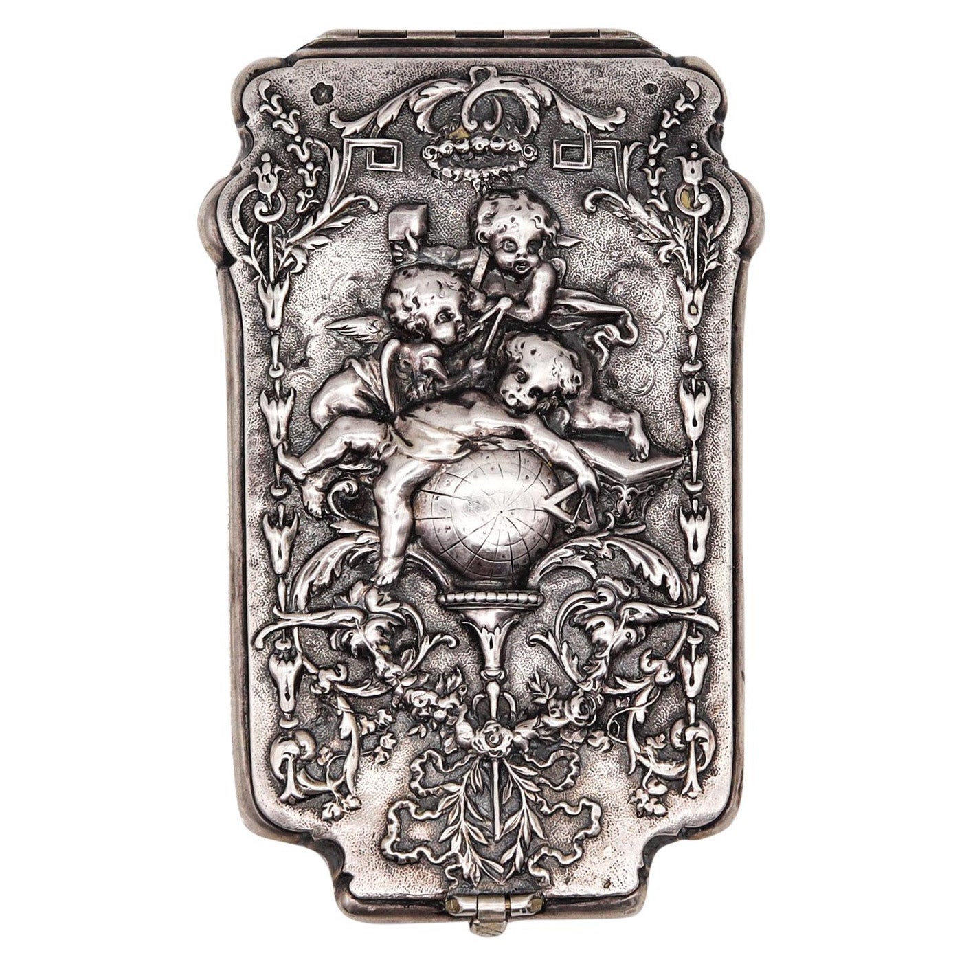 Brüder Figdor 1905 Austrian Art nouveau Belle Epoque Card Holder Sterling Silver For Sale