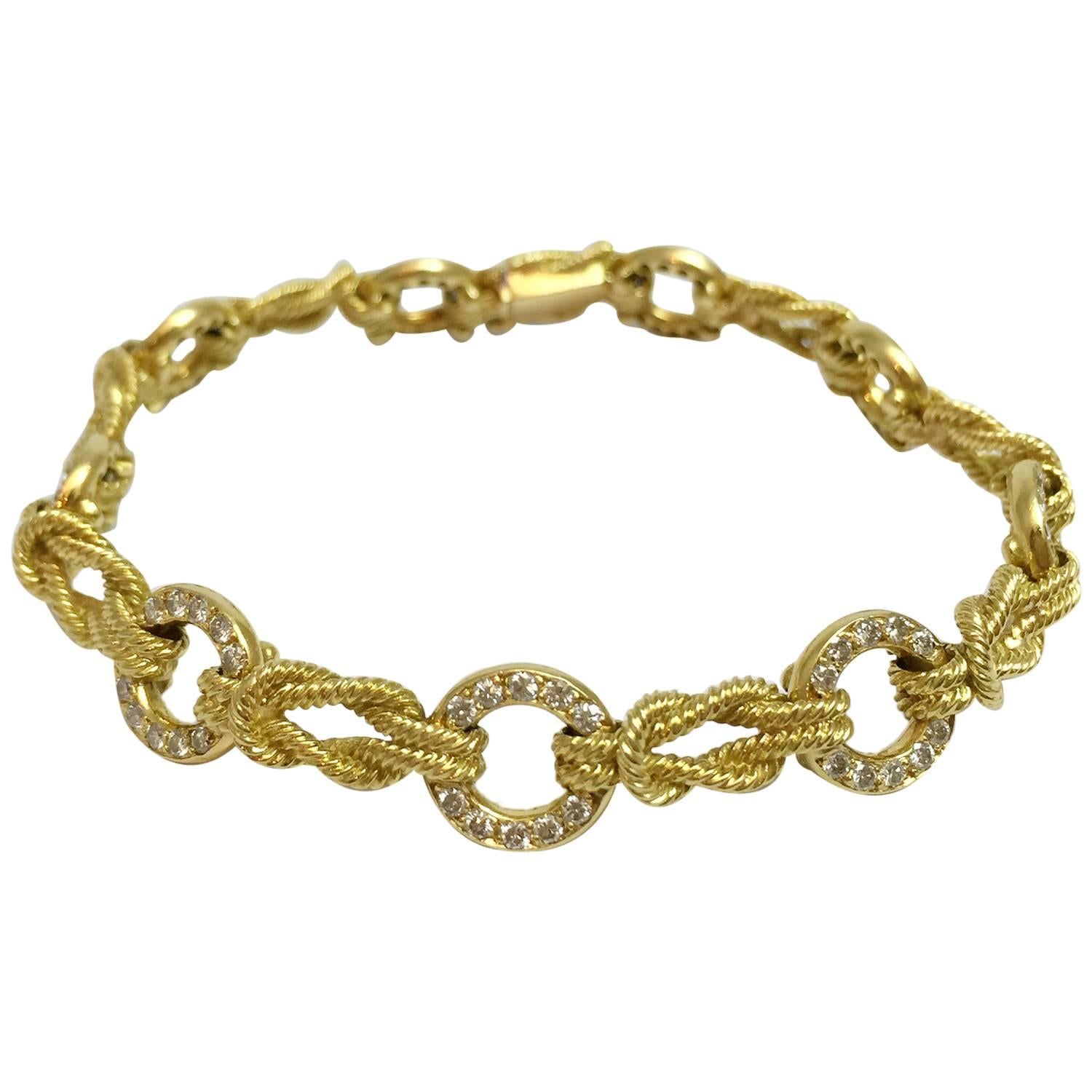 Hermes Diamond Gold Link Bracelet