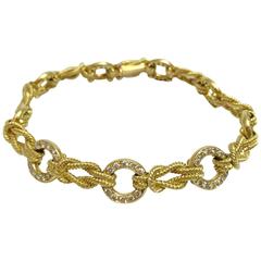 Hermes Diamond Gold Link Bracelet