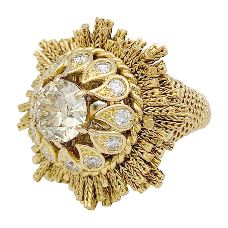 Cocktail Ring Signed by Pierre Sterlé Set with Diamonds