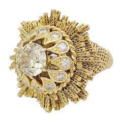 Vintage Cocktail Ring Signed by Pierre Sterlé Set with Diamonds