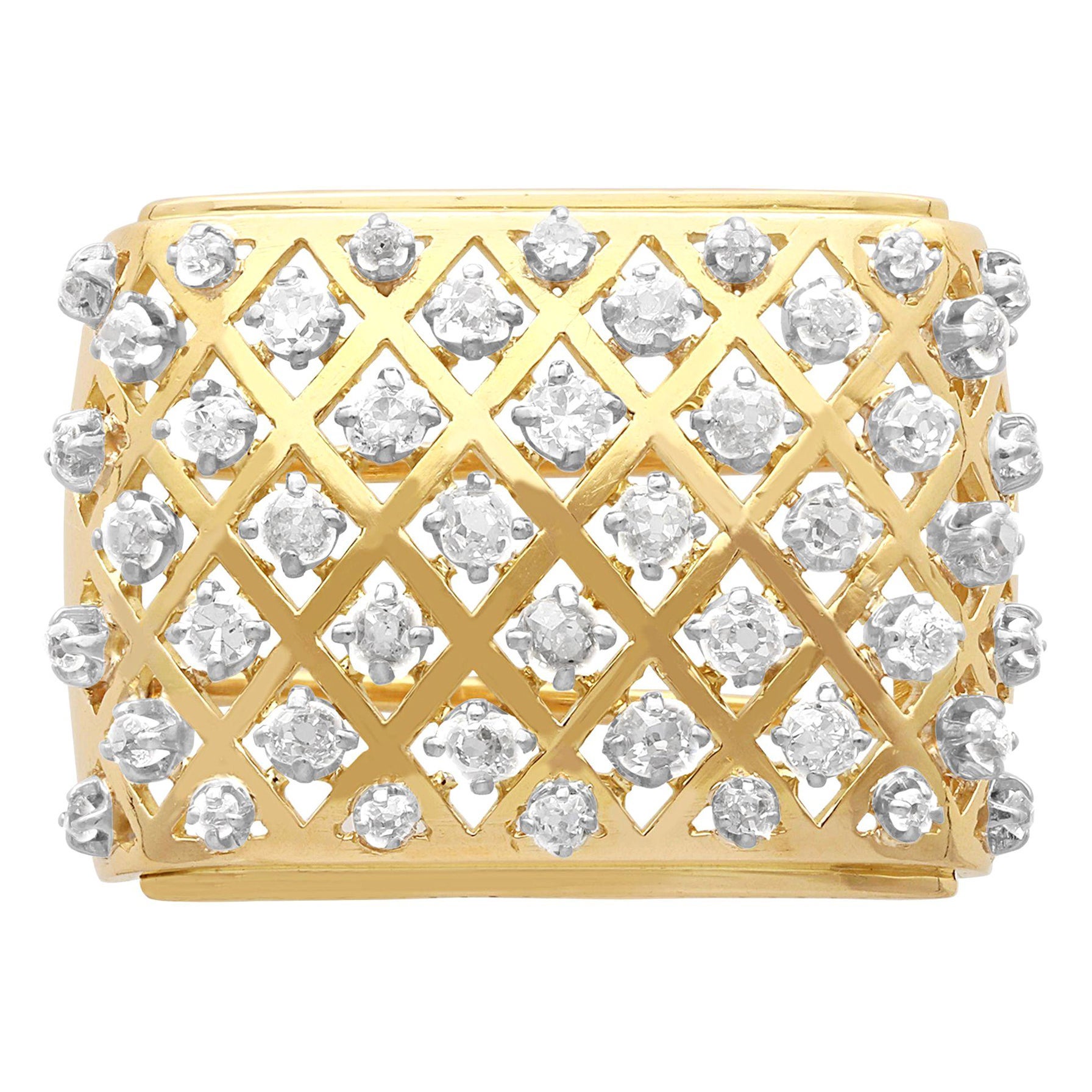 Antique French Import 2.06ct Diamond and Yellow Gold Brooch, circa 1920 For Sale