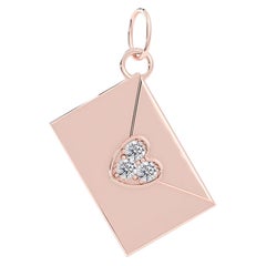 10k Rose Gold The Love Voice Charm Halskette, natürliche Diamanten'.18t.c.w'