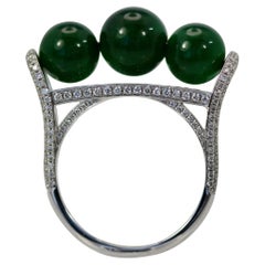 Jadeite Bead and Diamond Ring 18K