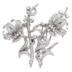 French, Convertible 'Double Clip', Diamond Floral Spray Brooch and Ear Clips