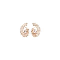 18 Karat Labyrinth Pink Gold Earring With Vs-Gh Diamonds And Rose Morganite