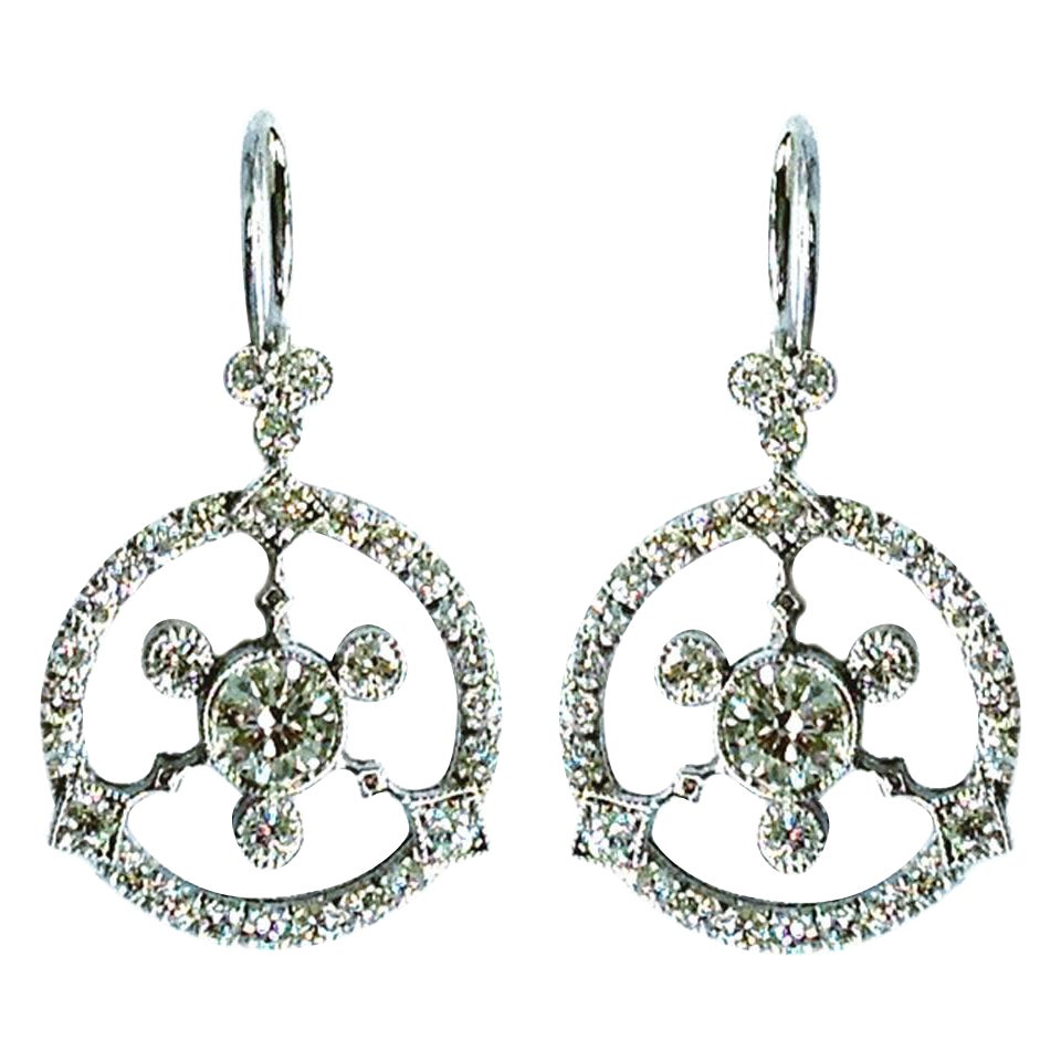 Dalben Diamond Gold Pendant Earrings For Sale