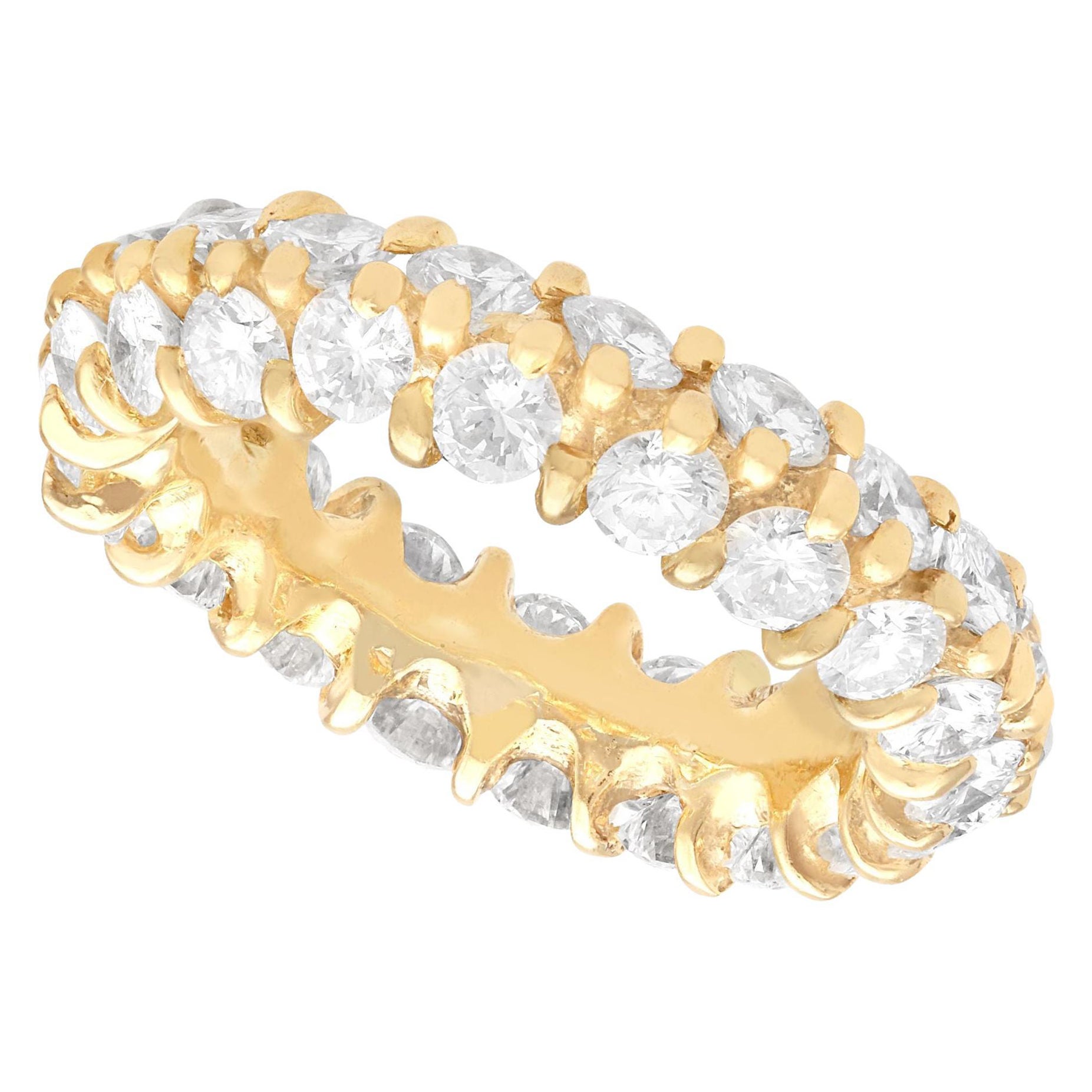 Vintage 2.28 Carat Diamond and 18K Yellow Gold Eternity Ring For Sale