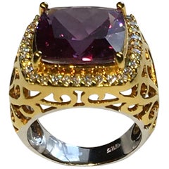 Gold Plated Silver Ring Set with Cultured Color Change and White Sapphire