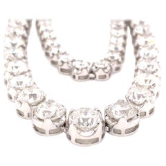 32 Carat Diamond Tennis Necklace 18 Karat White Gold 4 Claws Set Riviera Line