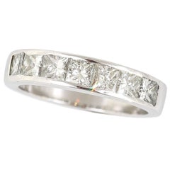 Contemporary 18ct White Gold 2ct Princess Cut Diamond Band Ring