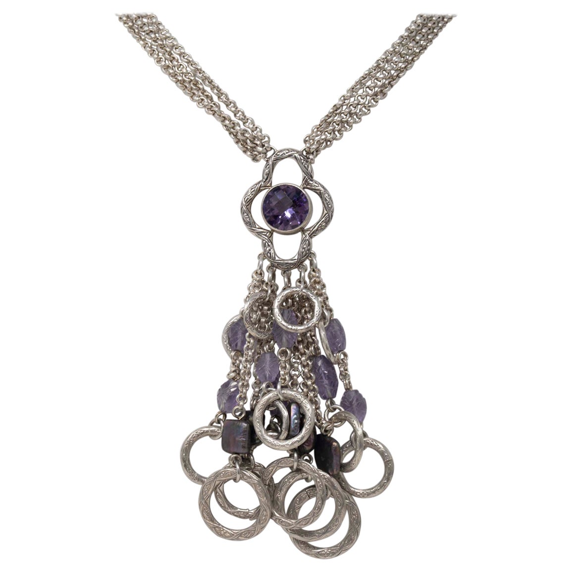 Stephen Dweck Sterling Silver Amethyst Necklace For Sale