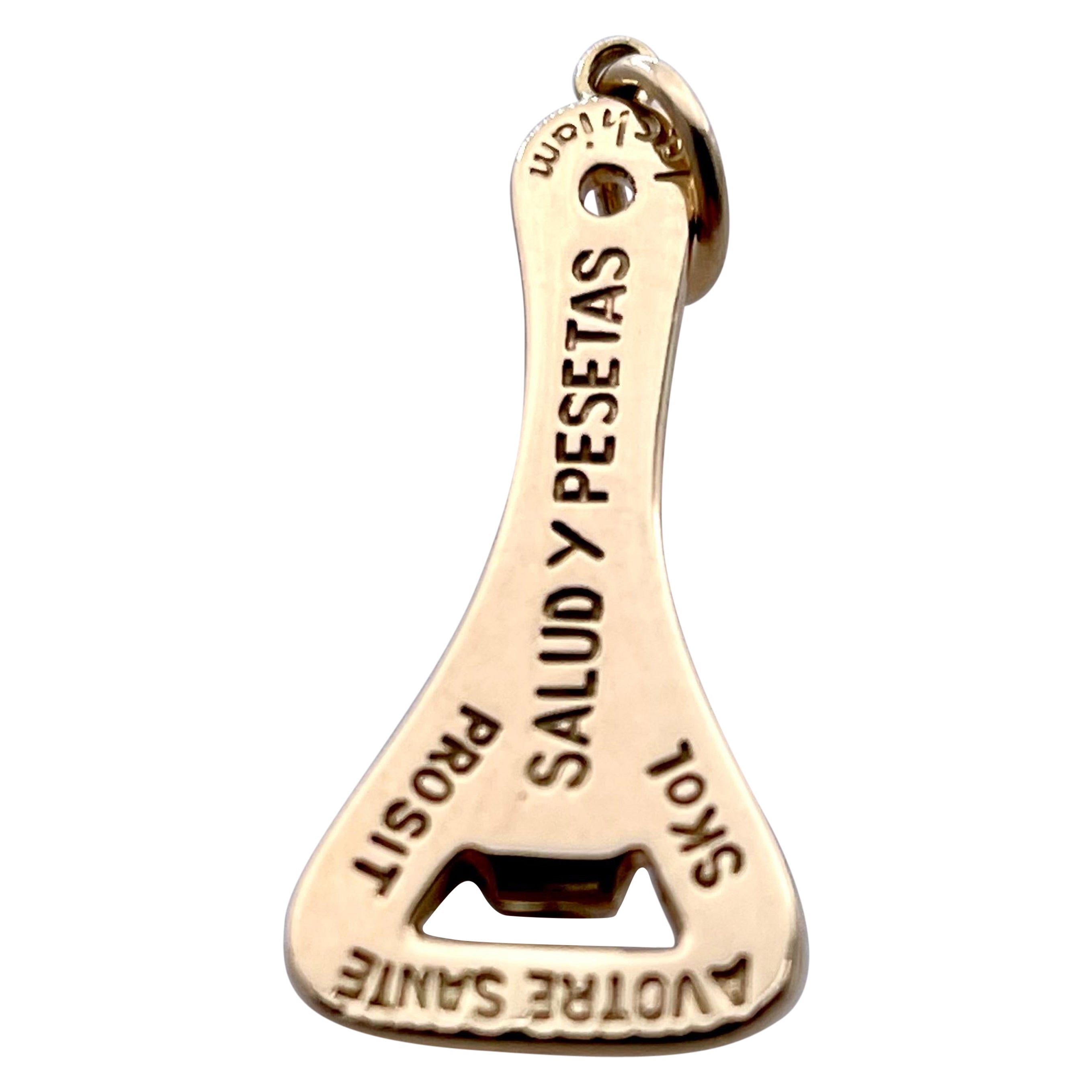 Cheers Gold Bottle Opener Charm For Sale
