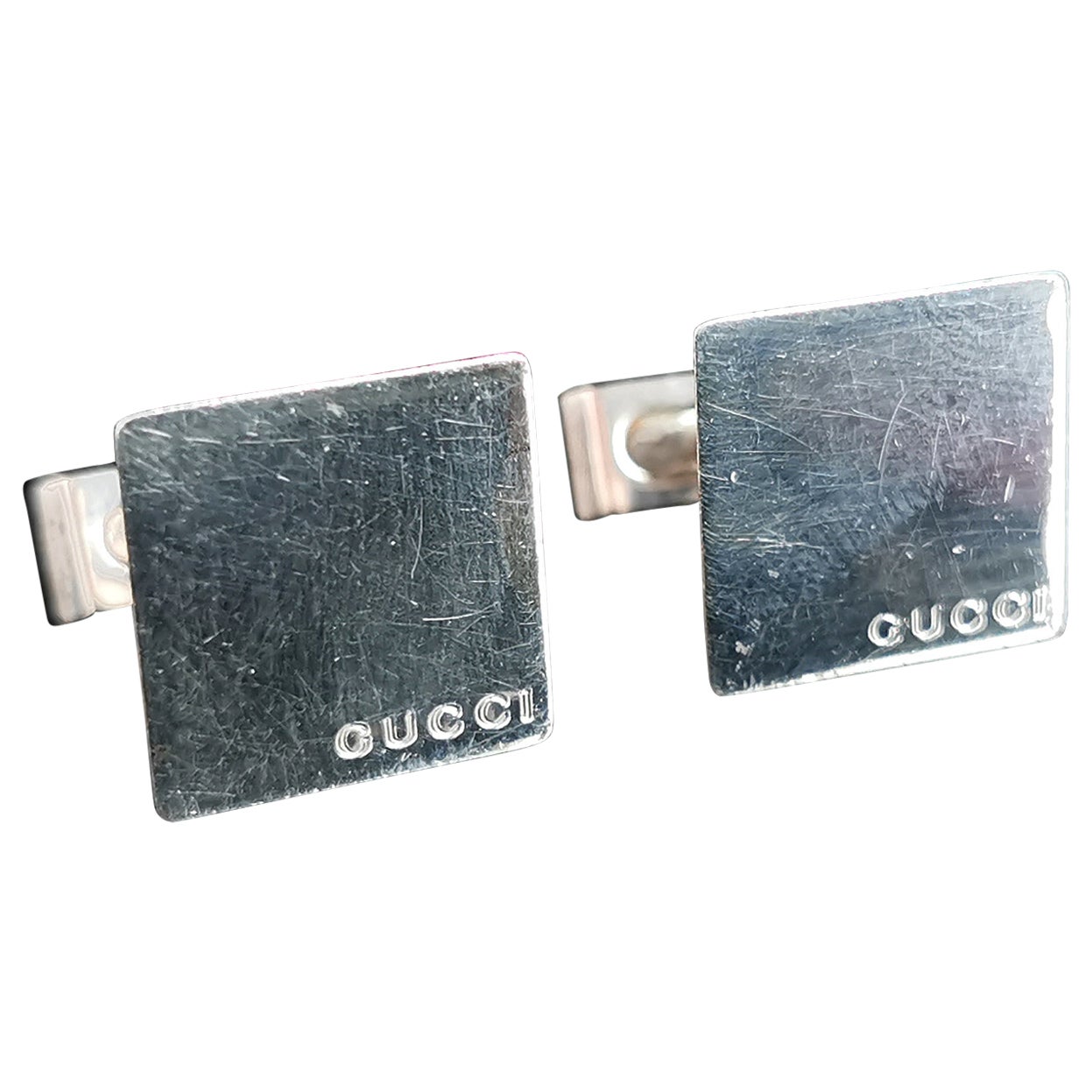 Vintage Sterling silver Gucci cufflinks, square 