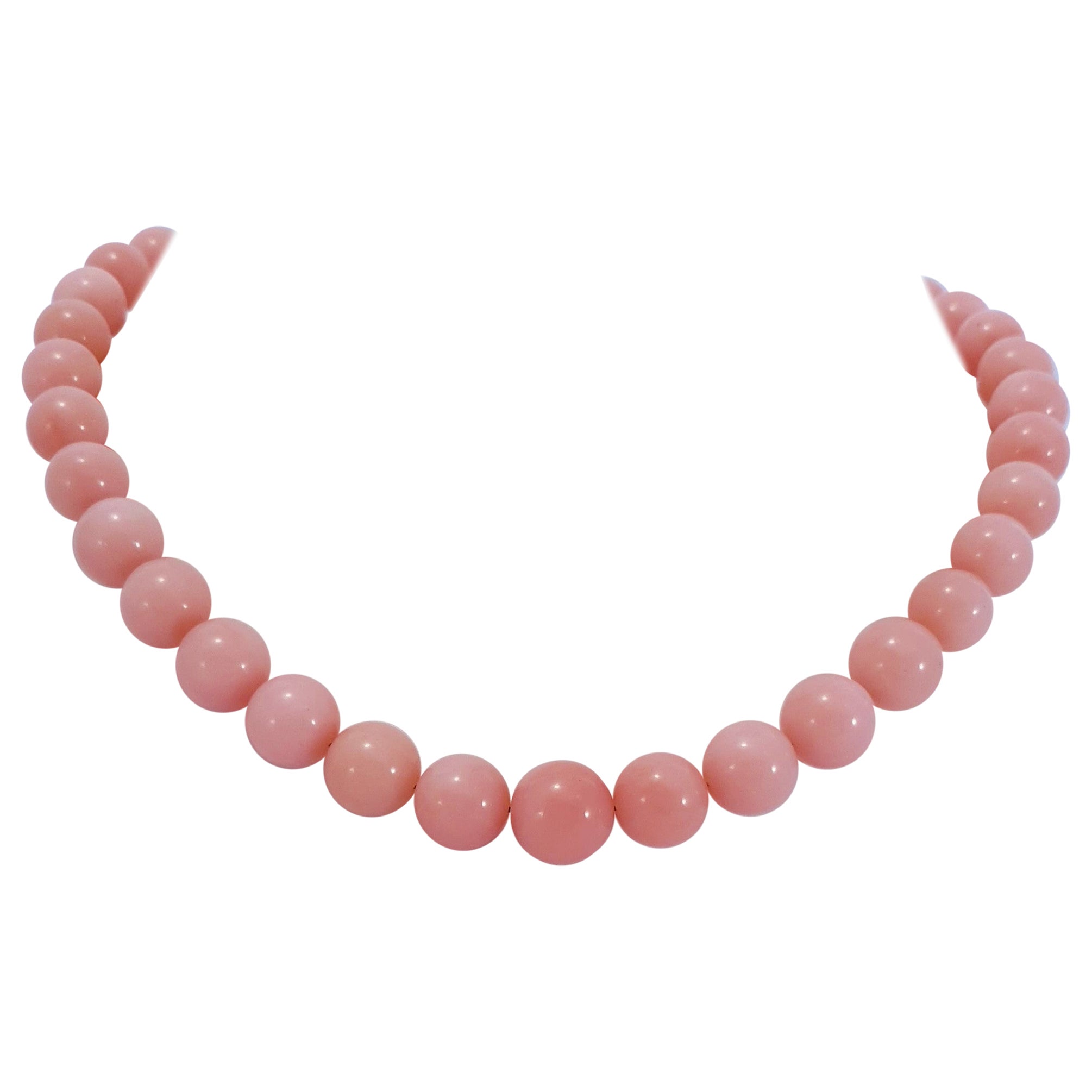 Pink Opal Round Beaded Necklace with 18 Carat Rose Gold 4
