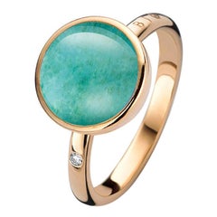 Green Aventurine, Turquoise and Rock Crystal Ring in 18ct Gold by Bigli