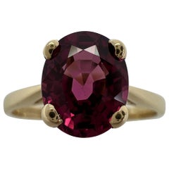 1.73ct Vivid Pink Purple Rhodolite Garnet Oval Cut Yellow Gold Solitaire Ring