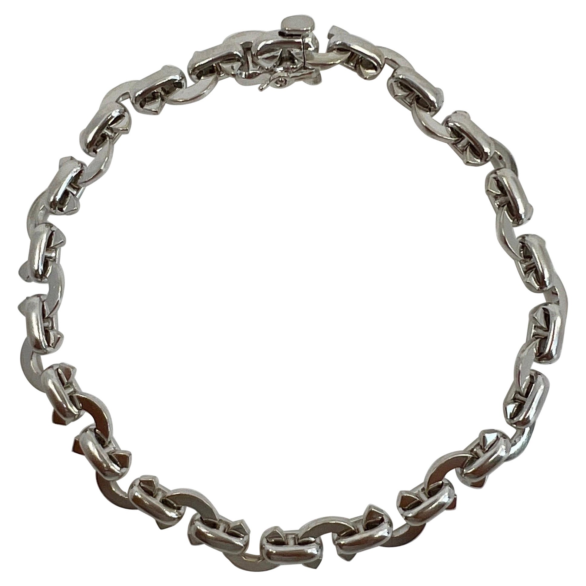 Rare Limited Edition Chanel C Link Charm 18k White Gold Bracelet 20cm With Box