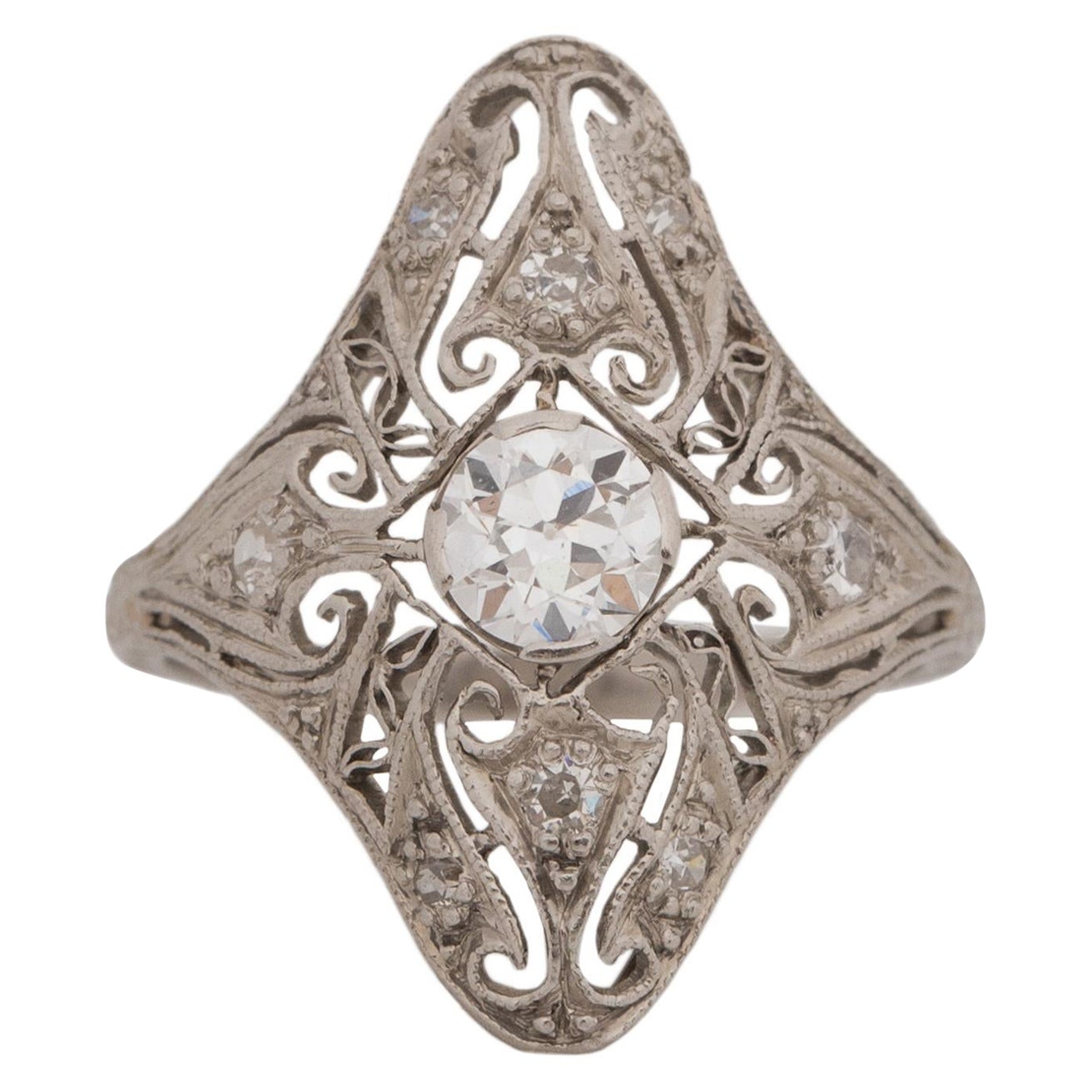 .45 Karat Art Deco Diamant Platin Verlobungsring