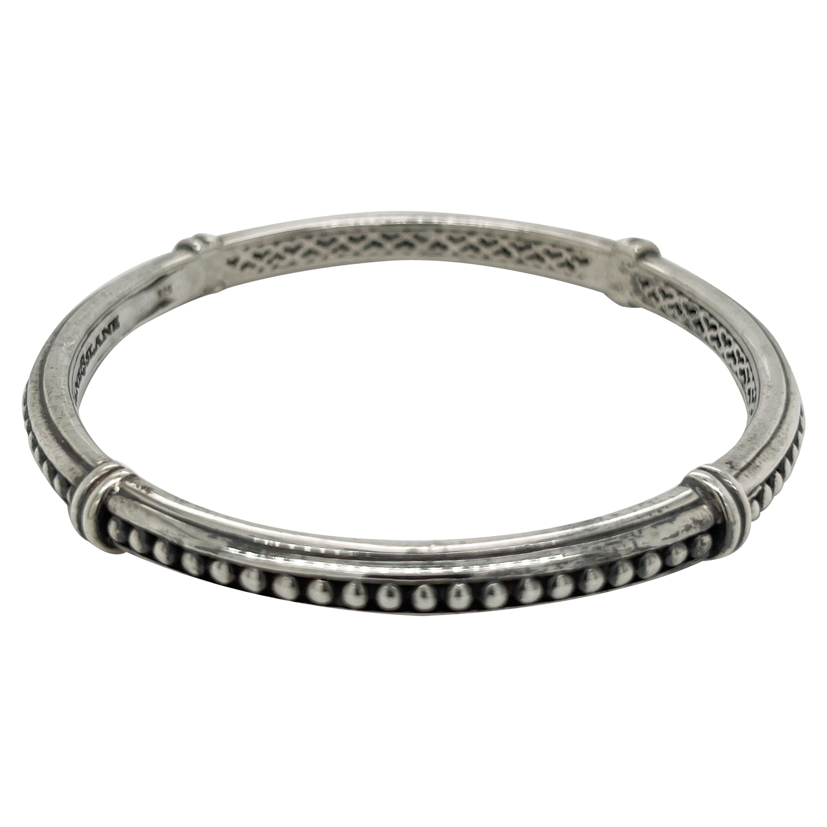 Slane & Slane Sterling Silver Beaded Column Bangle Bracelet For Sale