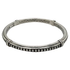 Used Slane & Slane Sterling Silver Beaded Column Bangle Bracelet