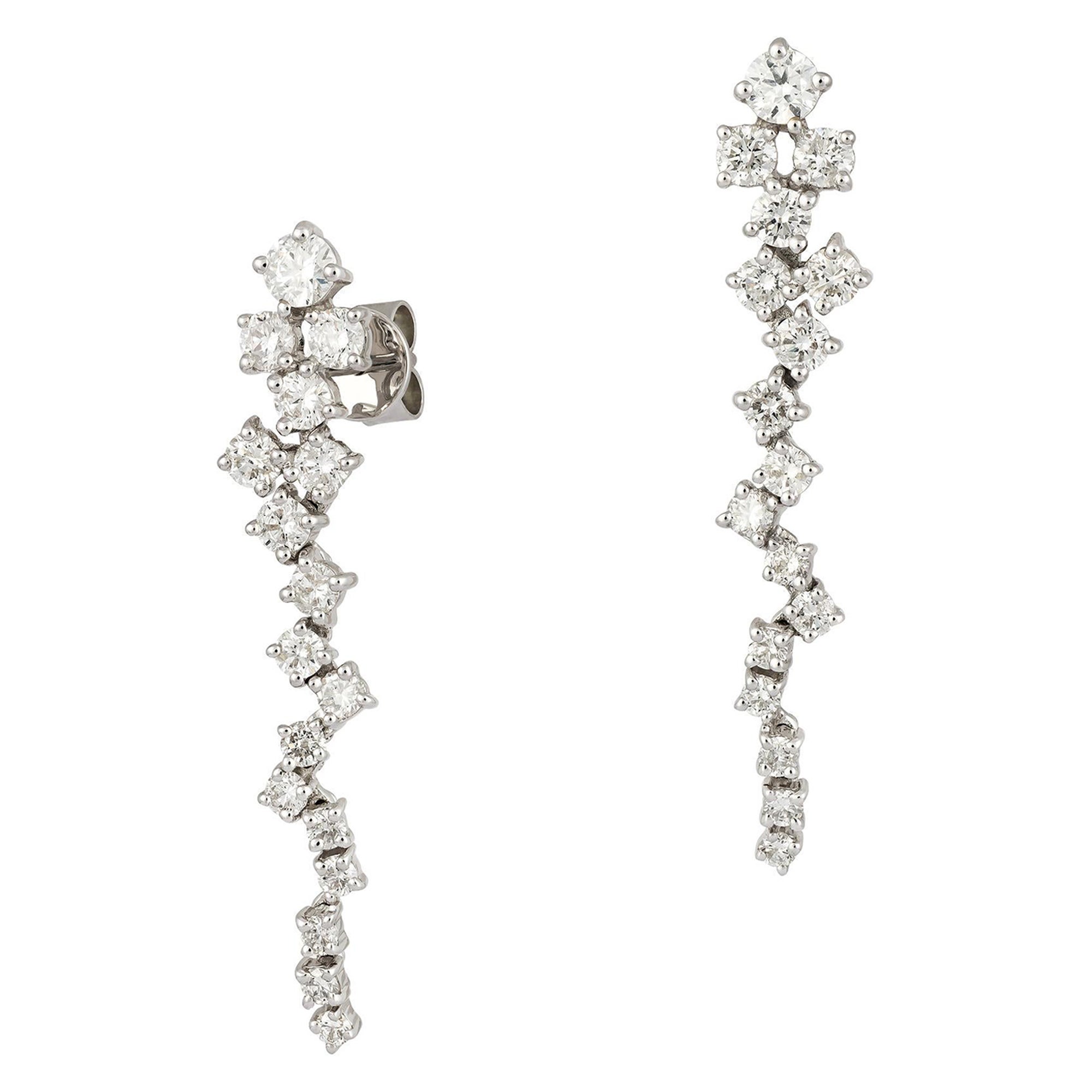NWT $9, 500 Magnificent 18KT Gold Large Fancy Cascading Diamond Drop Earrings For Sale