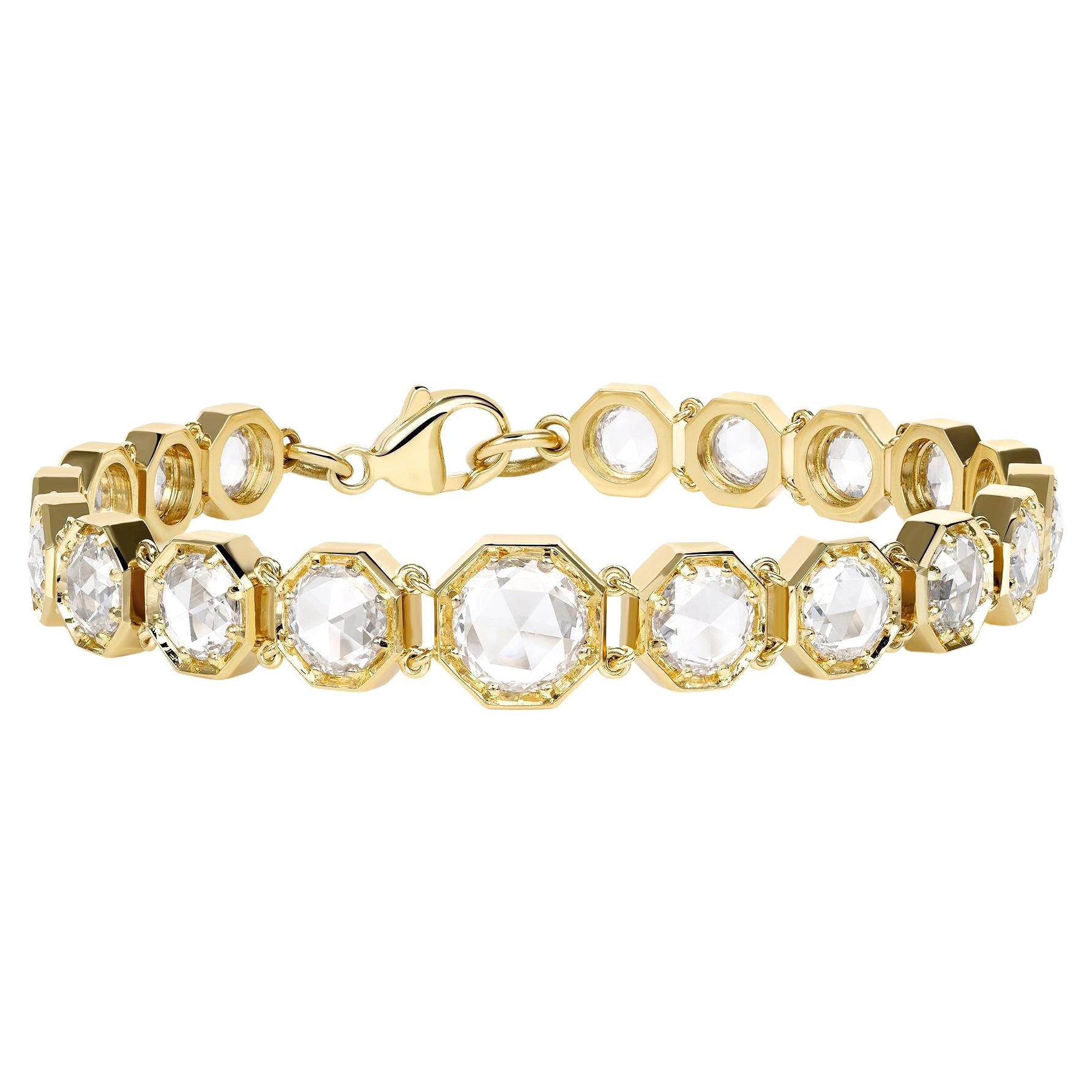 Handcrafted Colby Rose Cut Diamond Bracelet by Single Stone For Sale