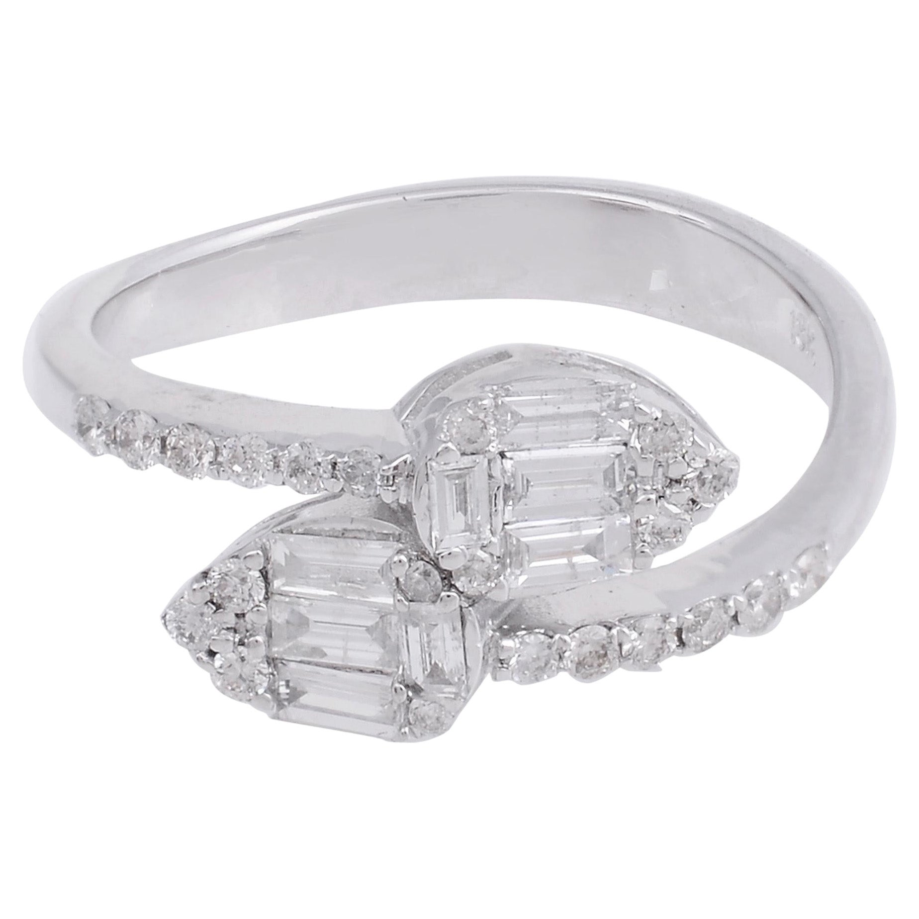 For Sale:  0.55 Carat SI Clarity HI Color Baguette Diamond Wrap Ring 18 Karat White Gold