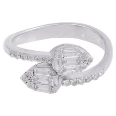 0.55 Carat SI Clarity HI Color Baguette Diamond Wrap Ring 18 Karat White Gold